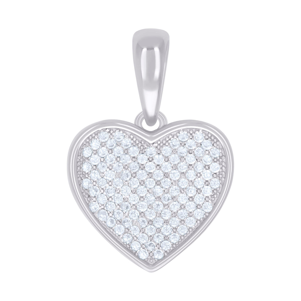 925 Sterling Silver Womens Cubic-Zirconia Heart Charm Pendant