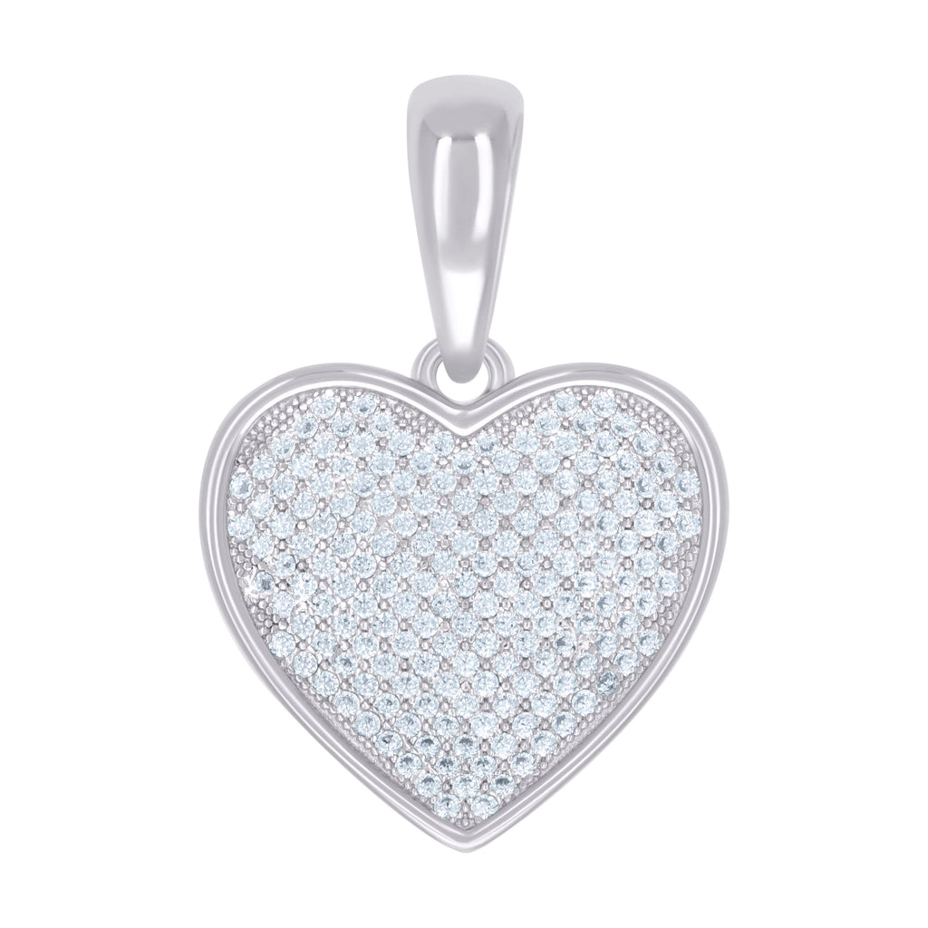 925 Sterling Silver Womens Cubic-Zirconia Heart Charm Pendant