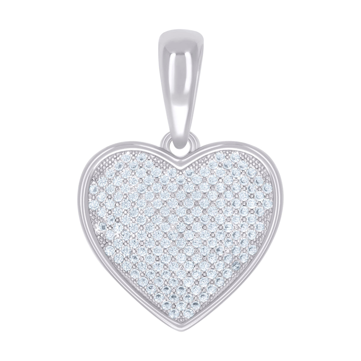 925 Sterling Silver Womens Cubic-Zirconia Heart Charm Pendant