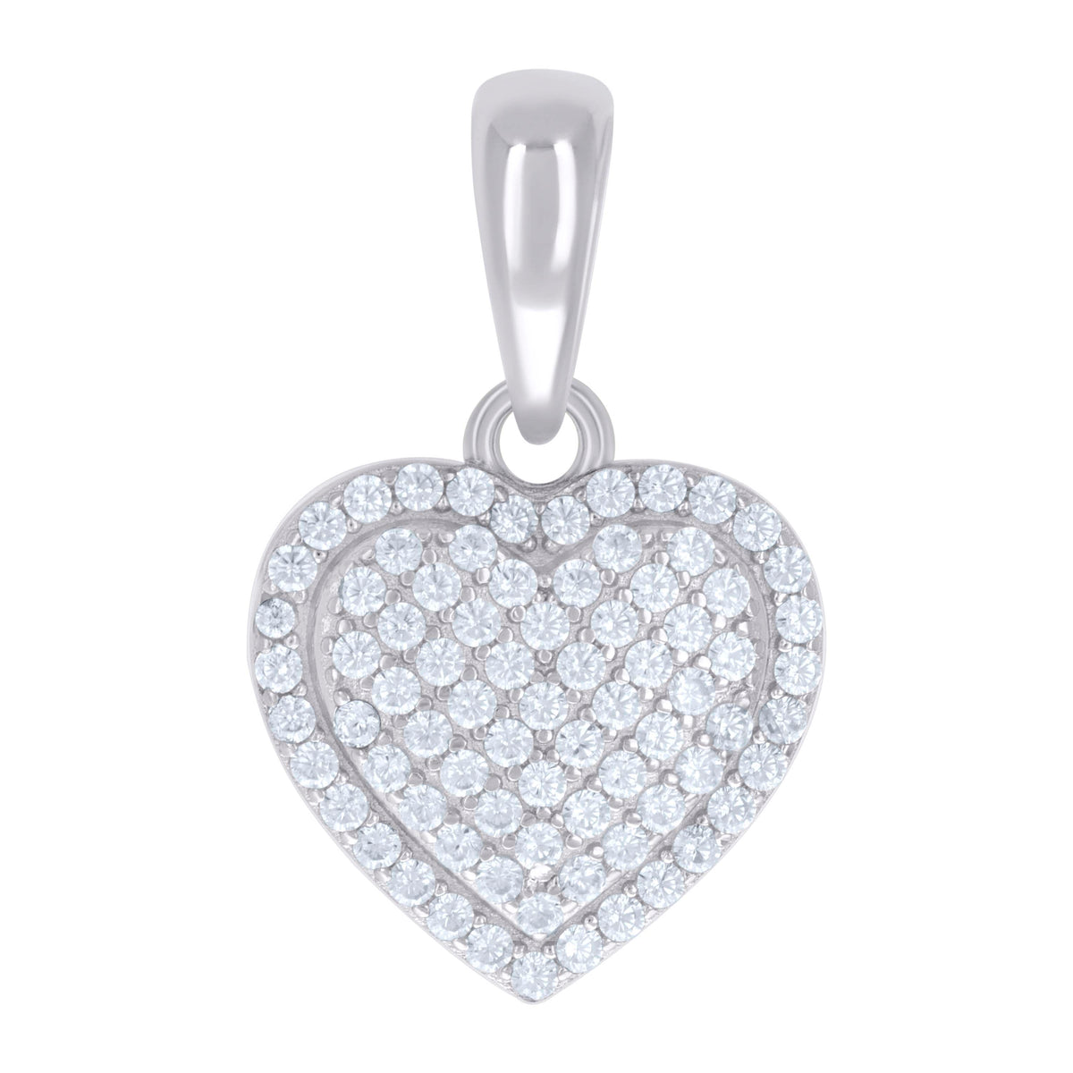 925 Sterling Silver Womens Cubic-Zirconia Heart Charm Pendant