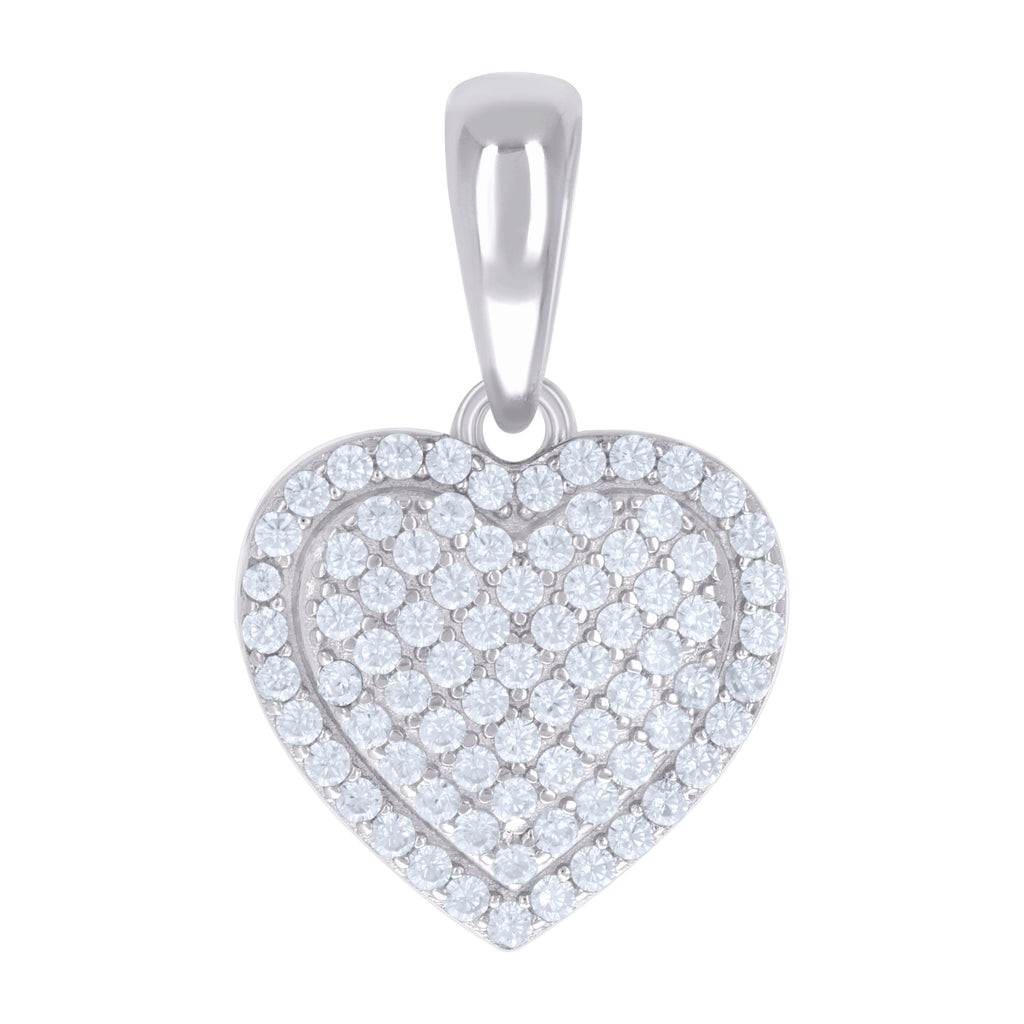 925 Sterling Silver Womens Cubic-Zirconia Heart Charm Pendant
