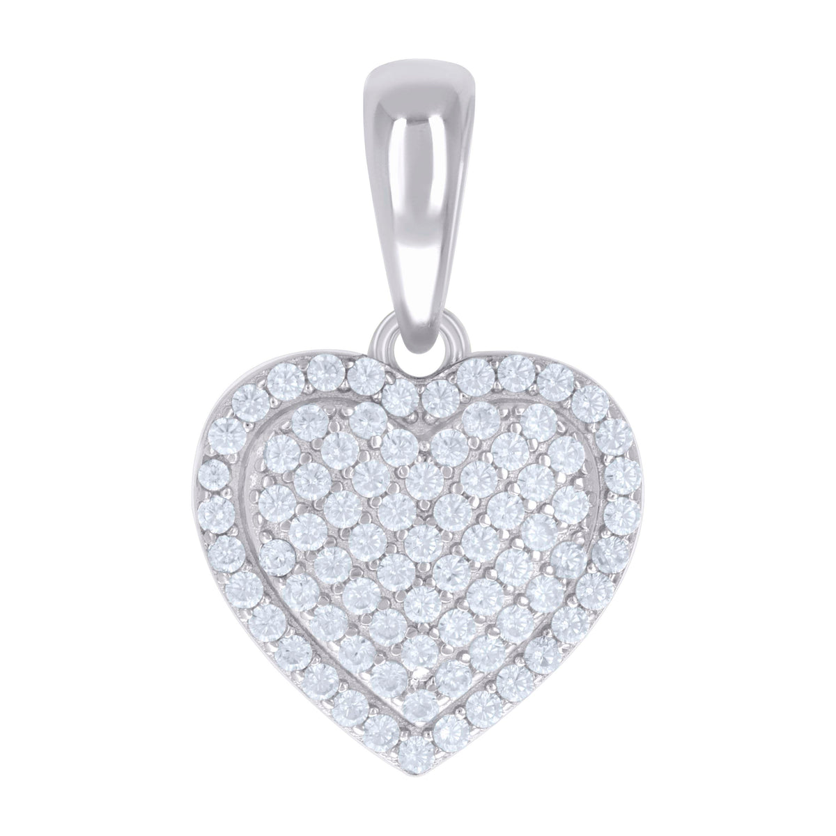925 Sterling Silver Womens Cubic-Zirconia Heart Charm Pendant