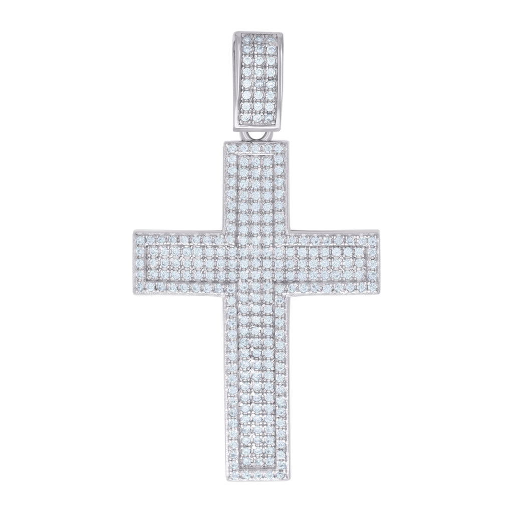 925 Sterling Silver Mens Cubic-Zirconia Cross Religious Charm Pendant