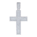 925 Sterling Silver Mens Cubic-Zirconia Cross Religious Charm Pendant