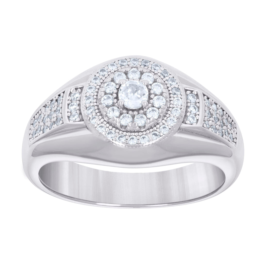 925 Sterling Silver Mens Cubic-Zirconia Fashion Ring Size 9