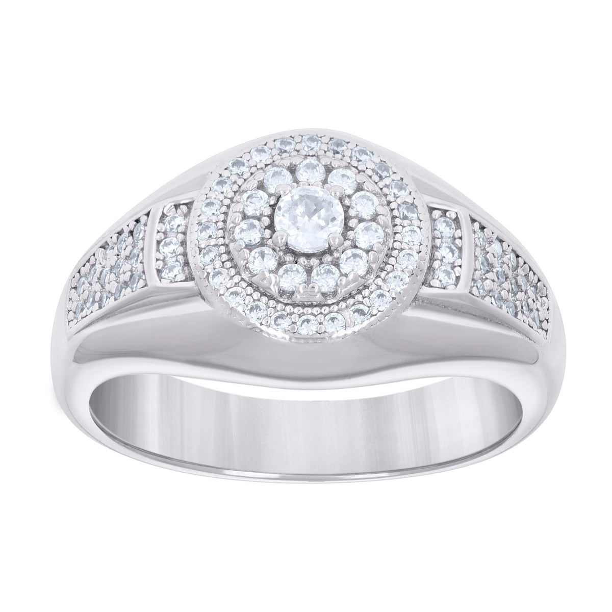 925 Sterling Silver Mens Cubic-Zirconia Fashion Ring Size 9
