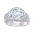 925 Sterling Silver Mens Baguette Round Cubic-Zirconia Fashion Ring Size 8