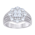 925 Sterling Silver Mens Baguette Round Cubic-Zirconia Fashion Ring Size 11