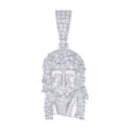 925 Sterling Silver Unisex Round Baguette Cubic-Zirconia Nuggets Jesus Religious Charm Pendant