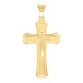 Stainless Steel Yellow-tone Mens Cross Religious Charm Pendant