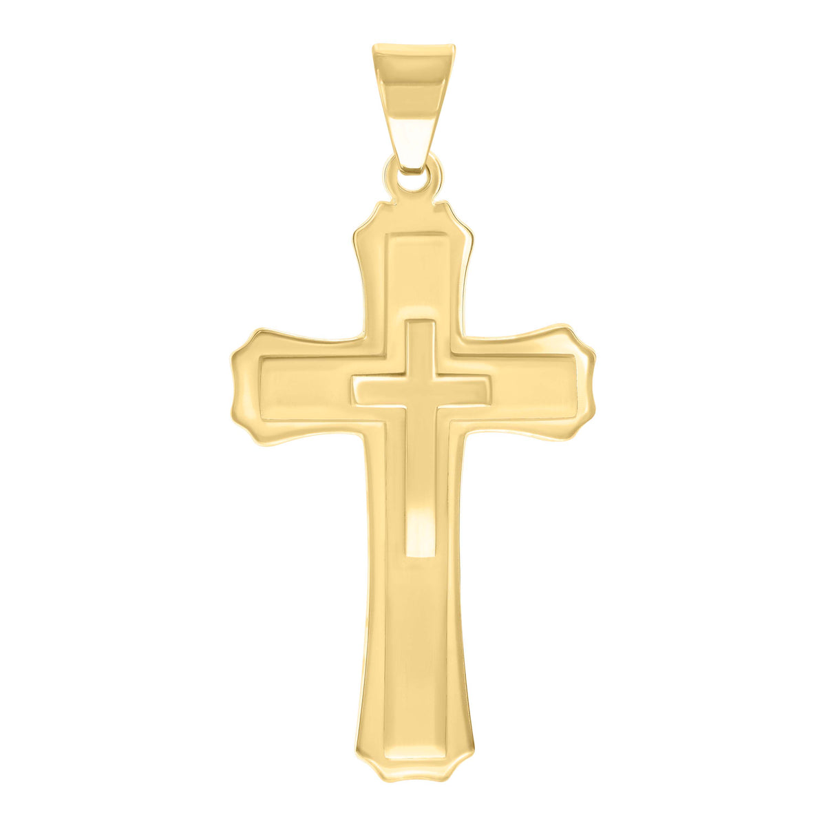 Stainless Steel Yellow-tone Mens Cross Religious Charm Pendant