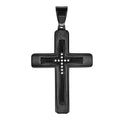 Stainless Steel Black-tone Mens Cubic-Zirconia Cross Religious Charm Pendant