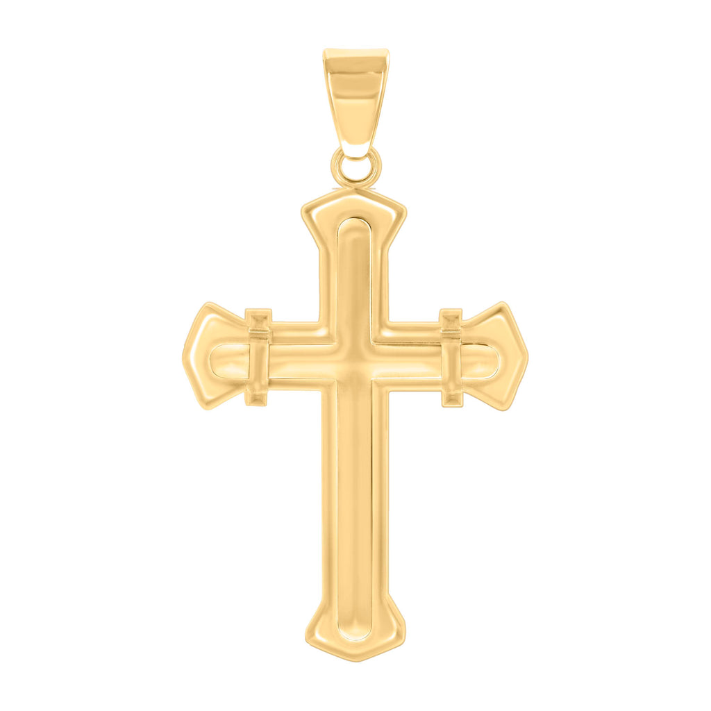 Stainless Steel Yellow-tone Mens Cross Religious Charm Pendant