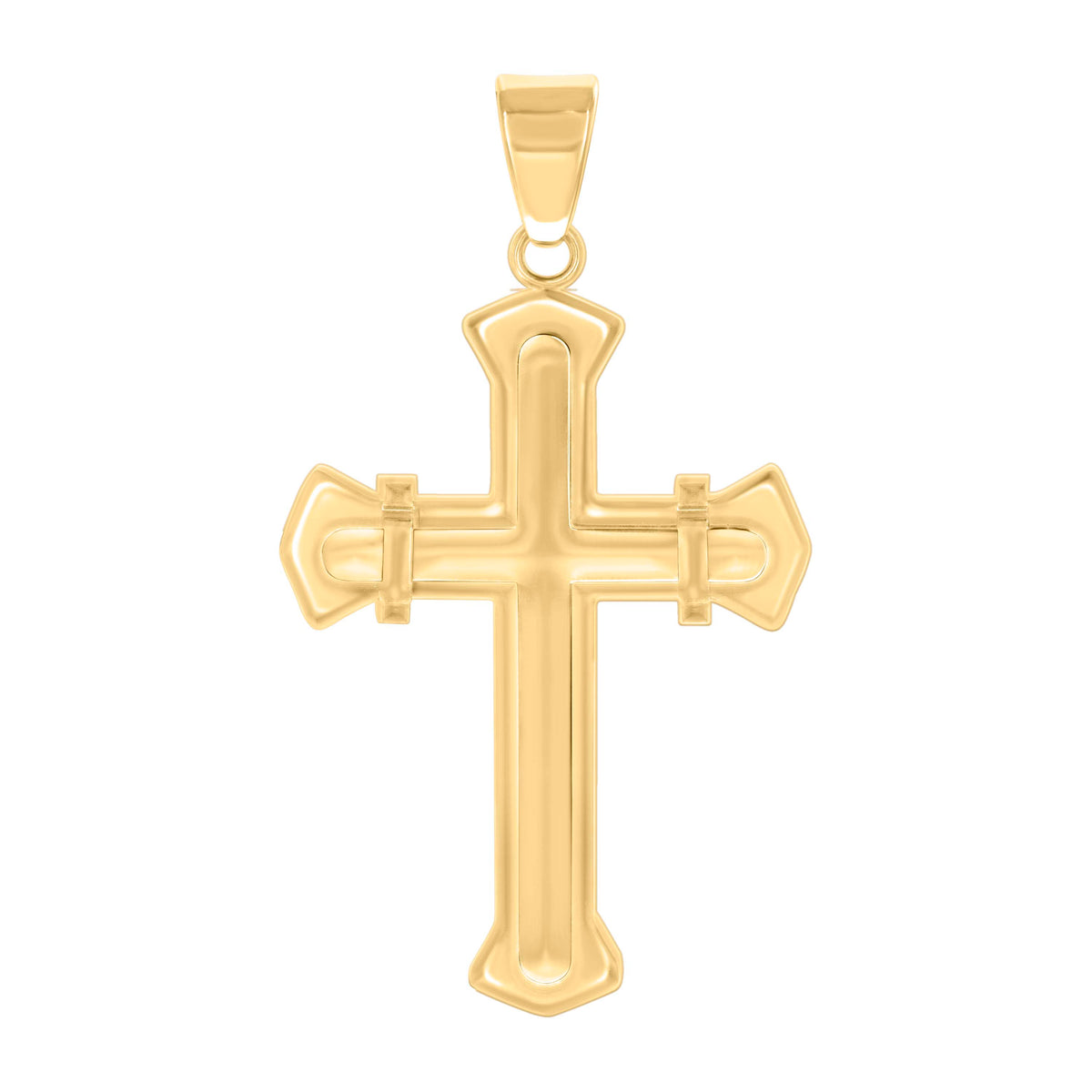 Stainless Steel Yellow-tone Mens Cross Religious Charm Pendant