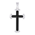 Stainless Steel Black-tone Mens Cross Religious Charm Pendant
