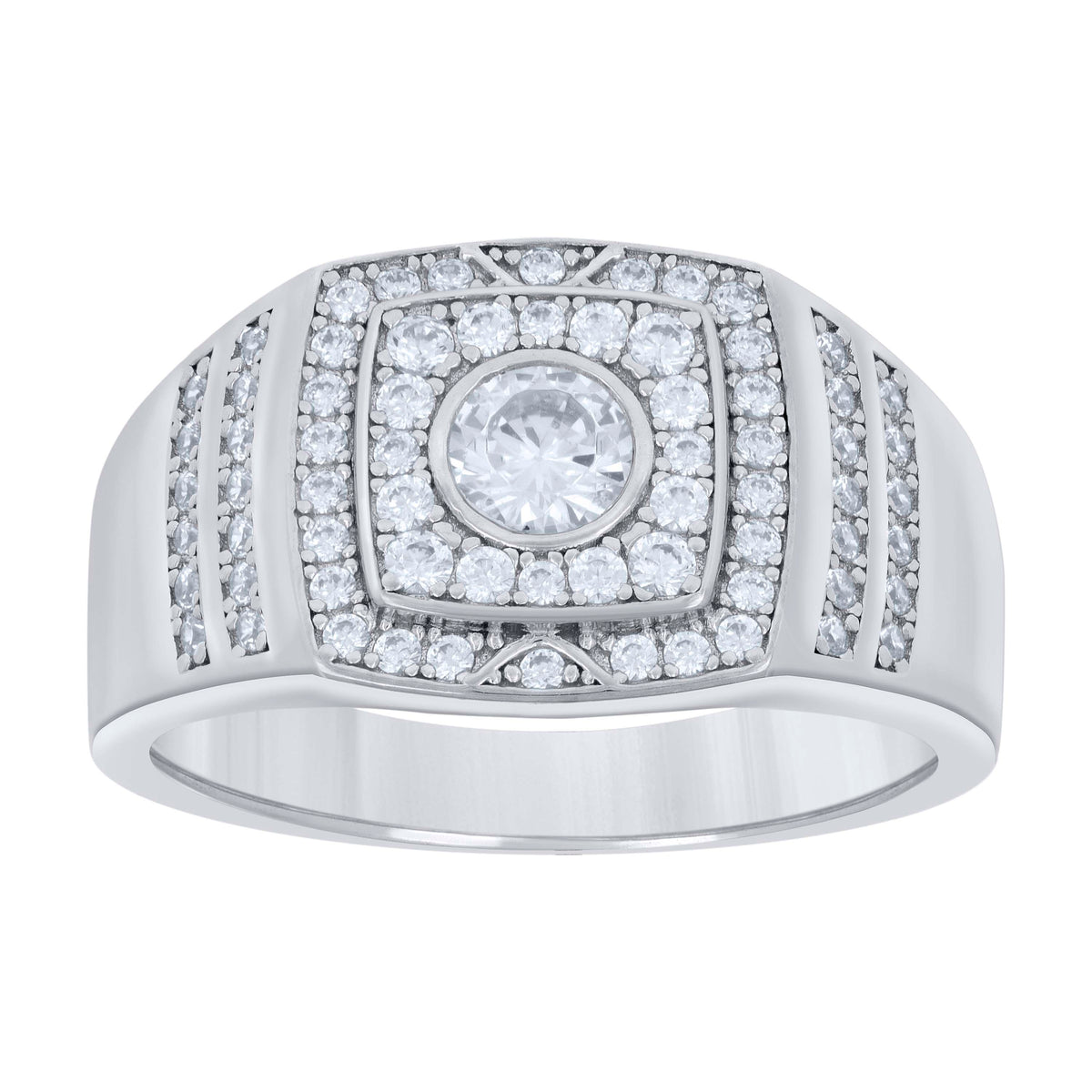 925 Sterling Silver Mens Cubic-Zirconia Fashion Ring Size 8