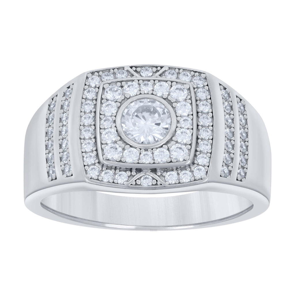 925 Sterling Silver Mens Cubic-Zirconia Fashion Ring Size 10