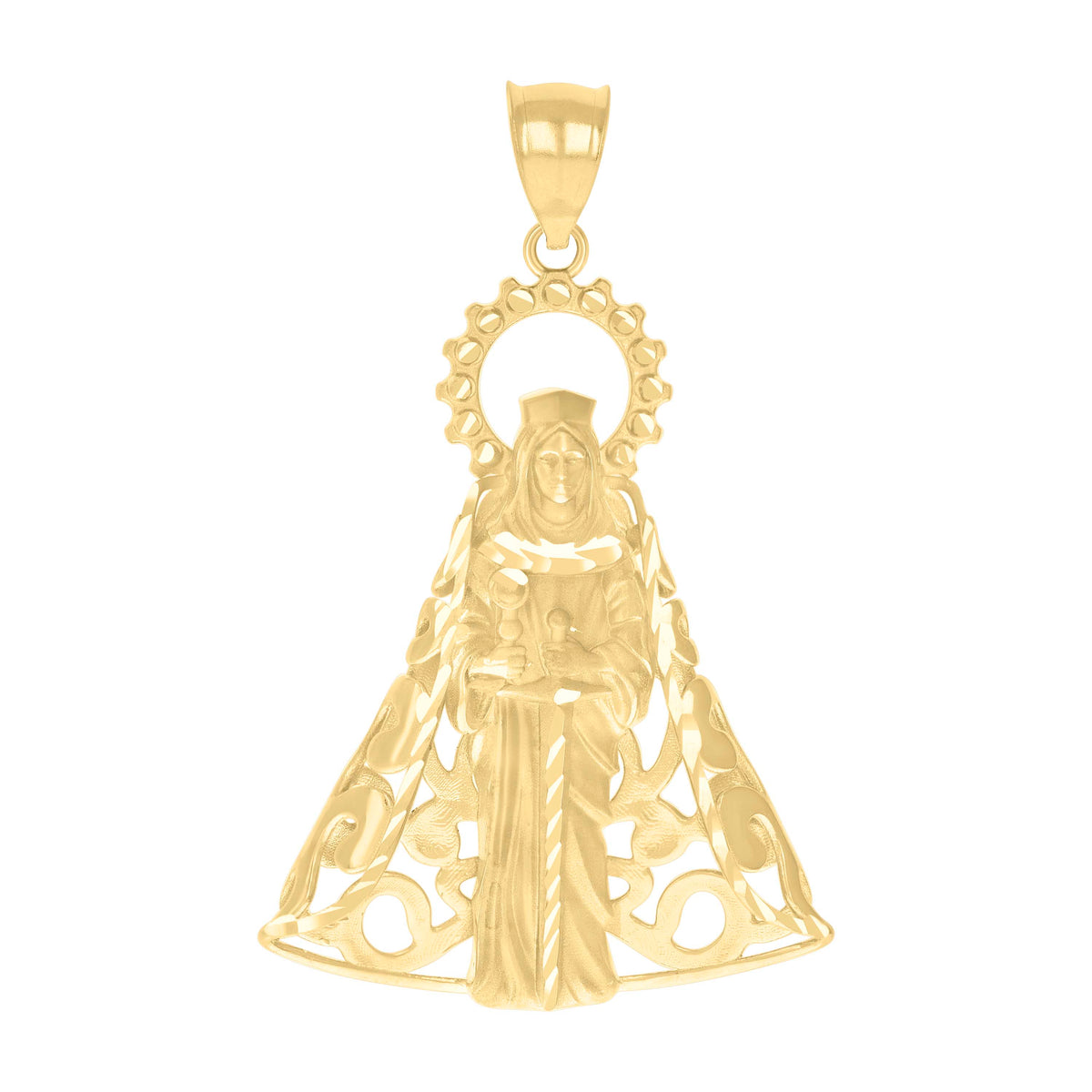 10K Yellow Gold Mens St. Barbara Religious Charm Pendant