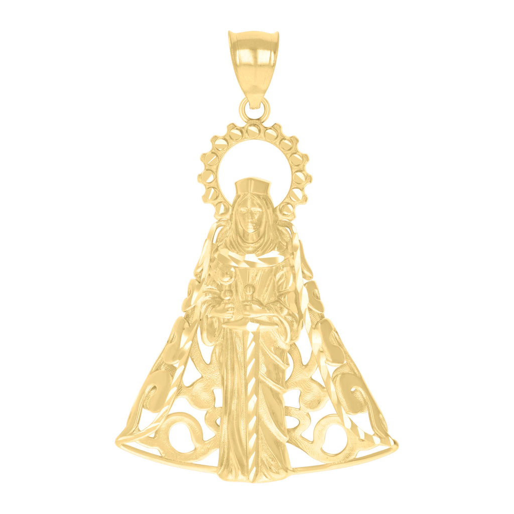 10K Yellow Gold Mens St. Barbara Religious Charm Pendant