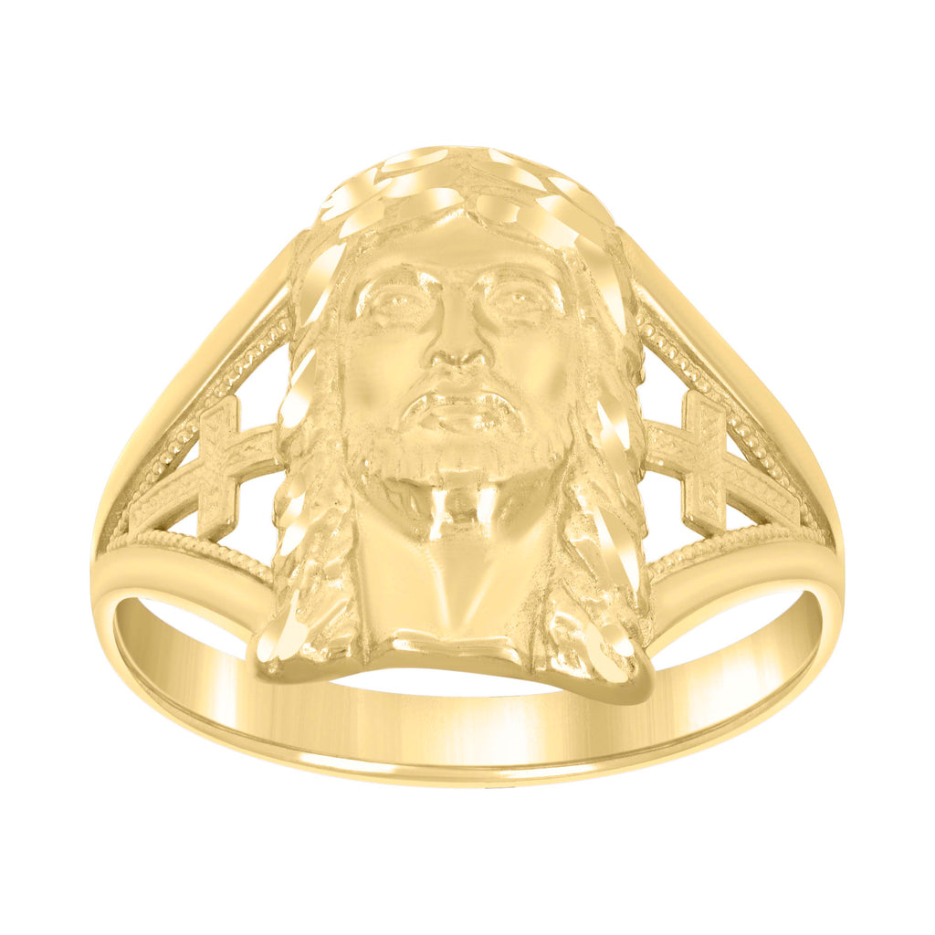 10K Yellow Gold Womens Jesus Religious Ring