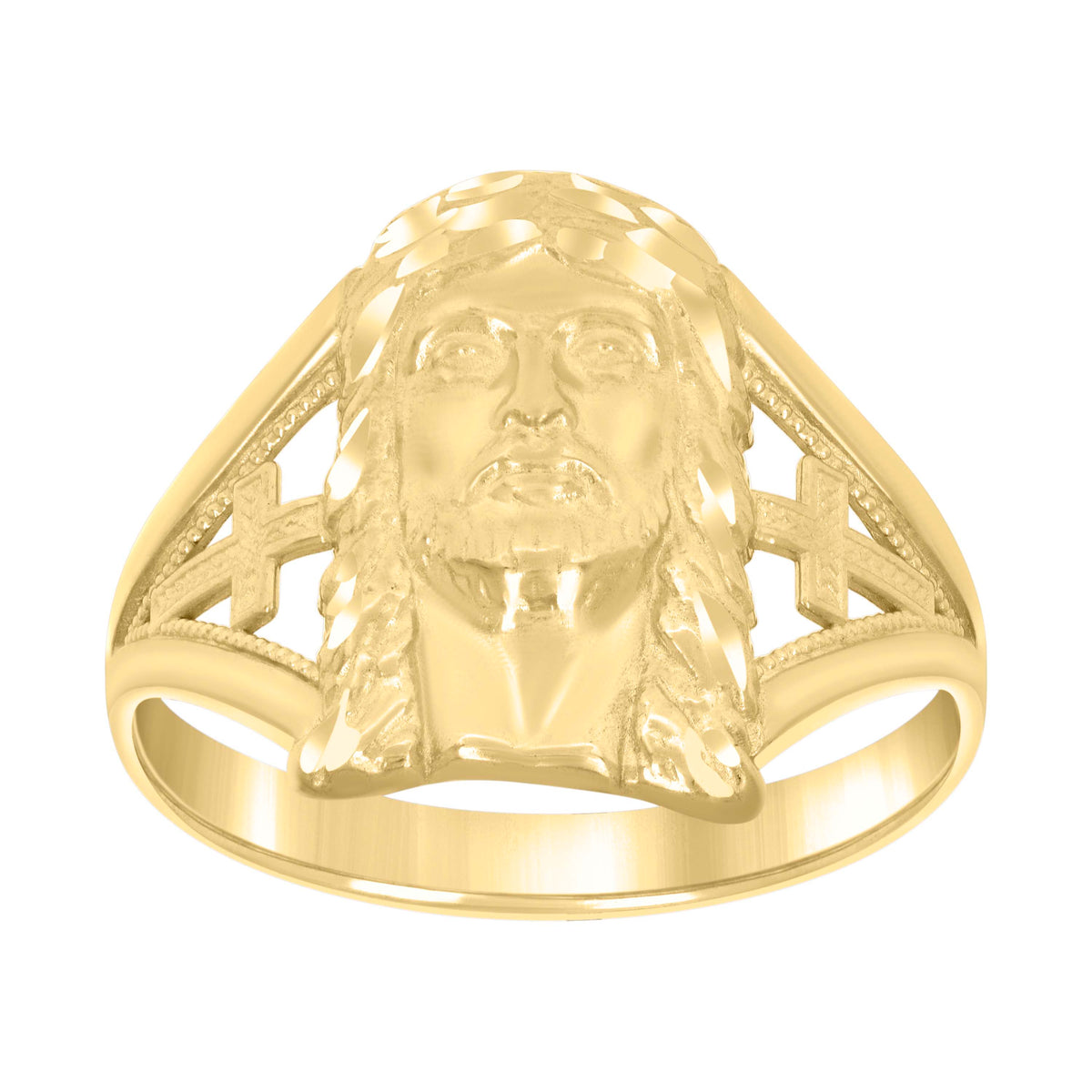 10K Yellow Gold Womens Jesus Religious Ring