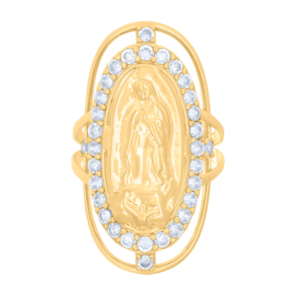 10K Yellow Gold Womens Cubic-Zirconia Guadalupe Religious Ring