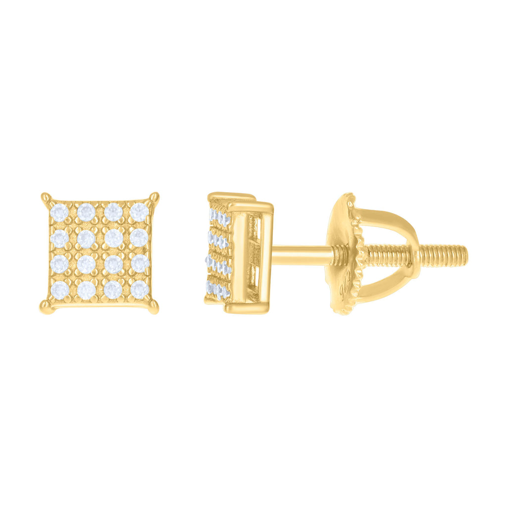 925 Sterling Silver Womens Yellow-tone 1.10ct Moissanite Square Fashion Stud Earrings