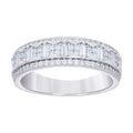 925 Sterling Silver Mens Baguette Round Cubic-Zirconia Fashion Wedding Band Ring Size 7