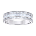 925 Sterling Silver Mens Baguette Round Cubic-Zirconia Fashion Wedding Band Ring Size 8