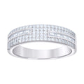 925 Sterling Silver Mens Baguette Round Cubic-Zirconia Fashion Wedding Band Ring