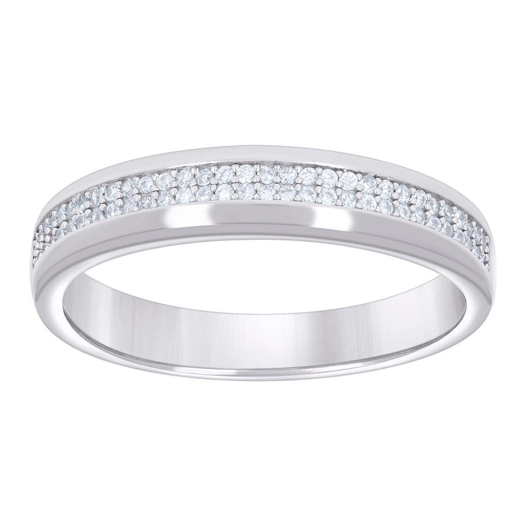 925 Sterling Silver Mens Cubic-Zirconia Fashion Wedding Band Ring Size 11