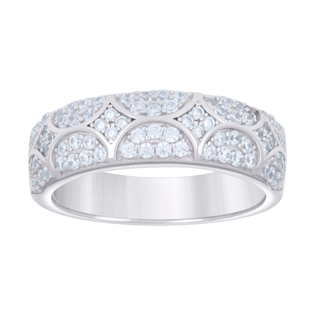 925 Sterling Silver Mens Cubic-Zirconia Fashion Wedding Band Ring Size 9