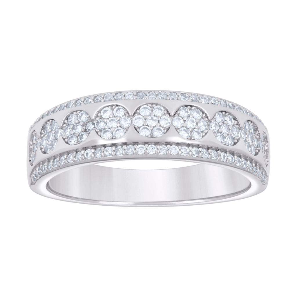 925 Sterling Silver Mens Cubic-Zirconia Fashion Wedding Band Ring Size 9
