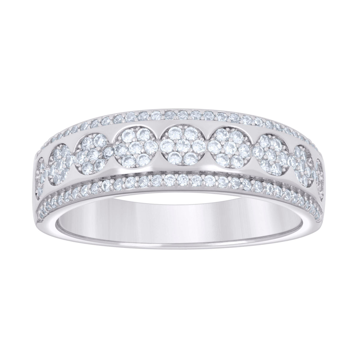 925 Sterling Silver Mens Cubic-Zirconia Fashion Wedding Band Ring Size 9