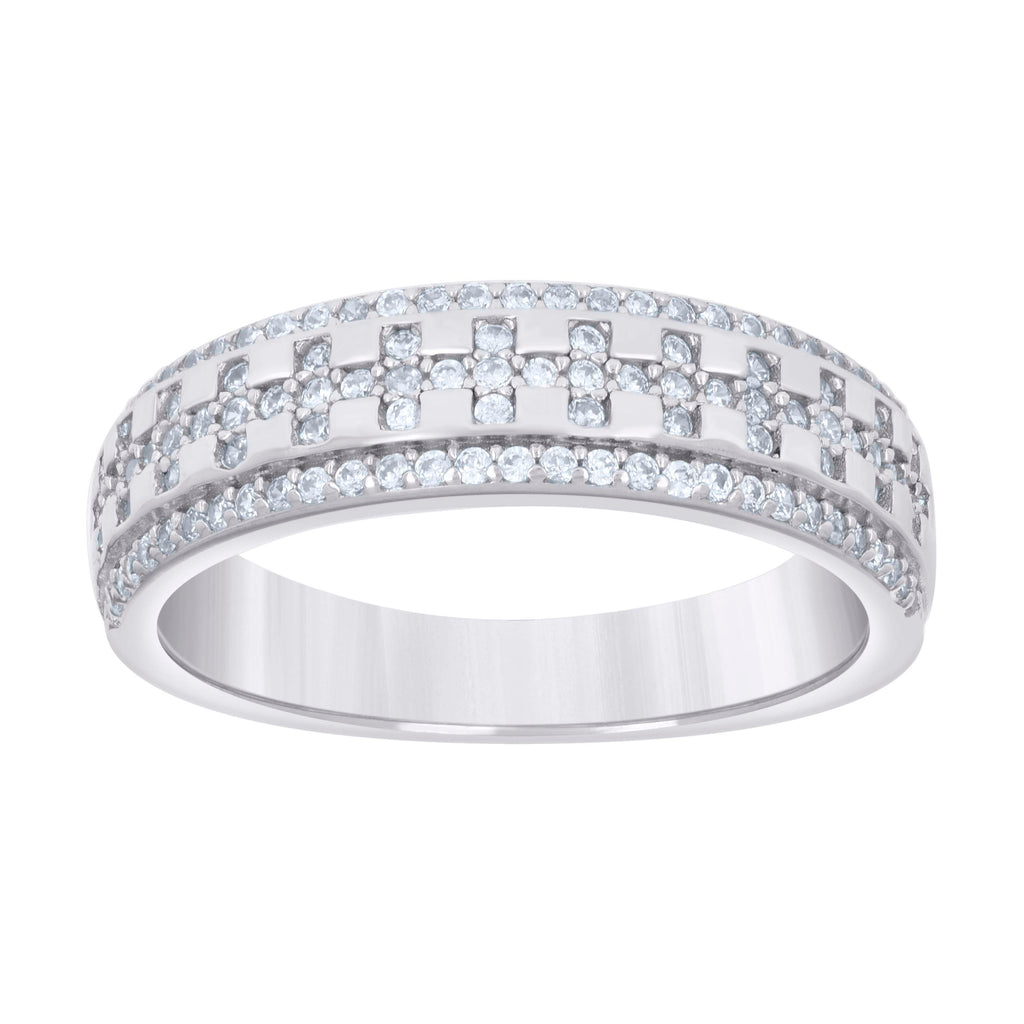 925 Sterling Silver Mens Cubic-Zirconia Fashion Wedding Band Ring Size 5