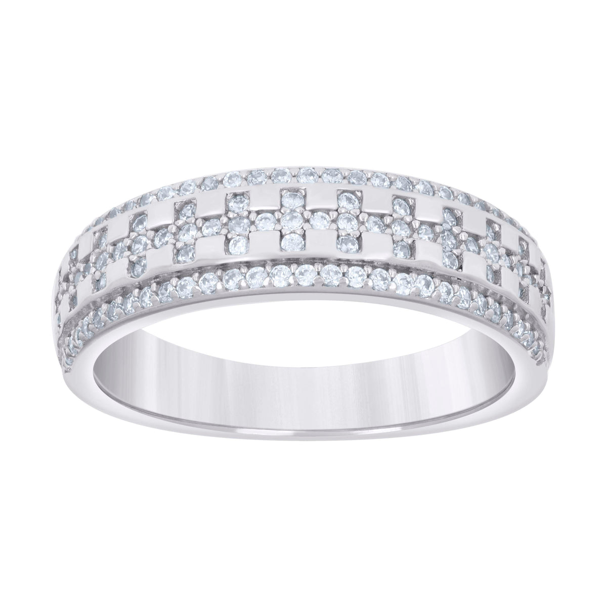 925 Sterling Silver Mens Cubic-Zirconia Fashion Wedding Band Ring Size 5