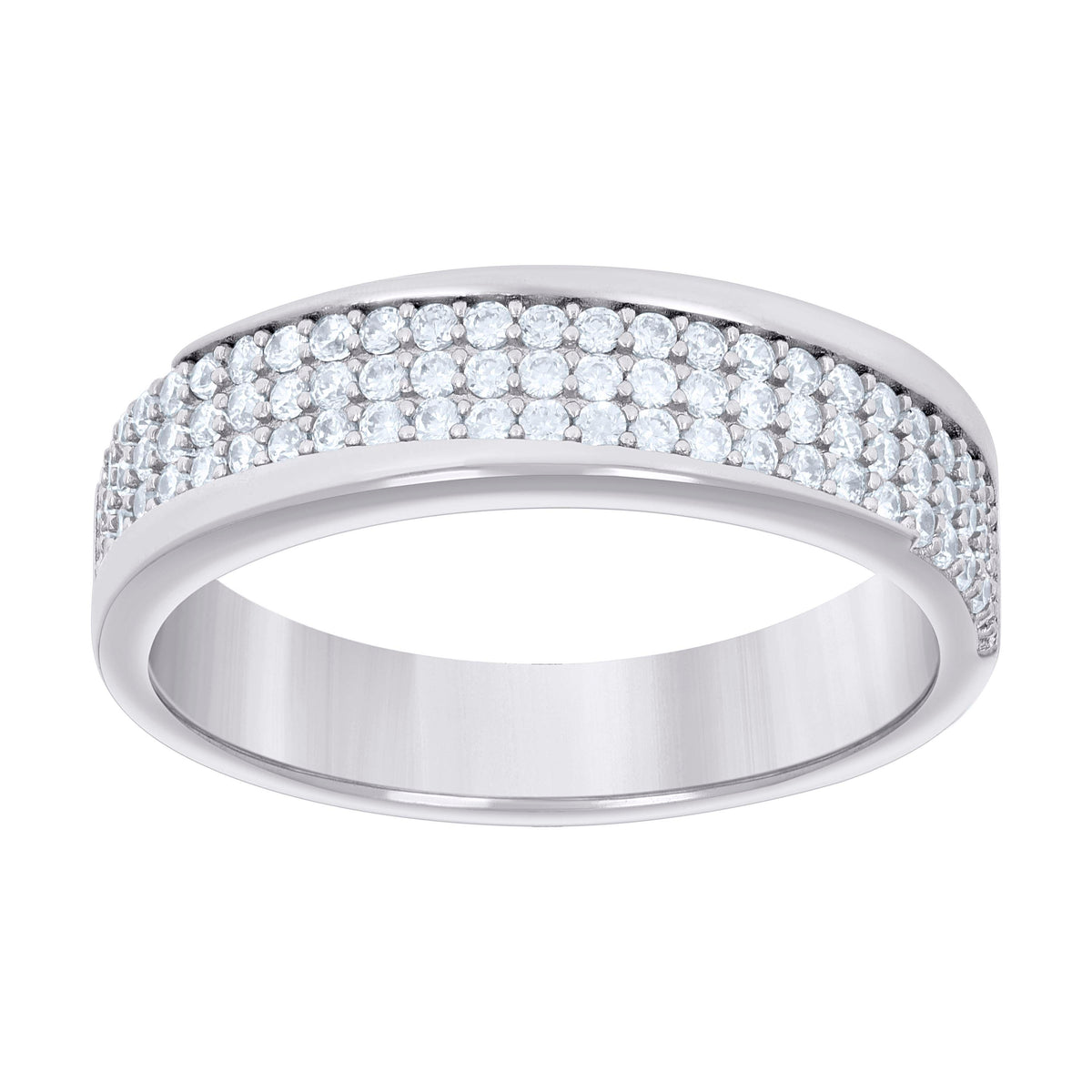 925 Sterling Silver Mens Cubic-Zirconia Fashion Wedding Band Ring Size 6