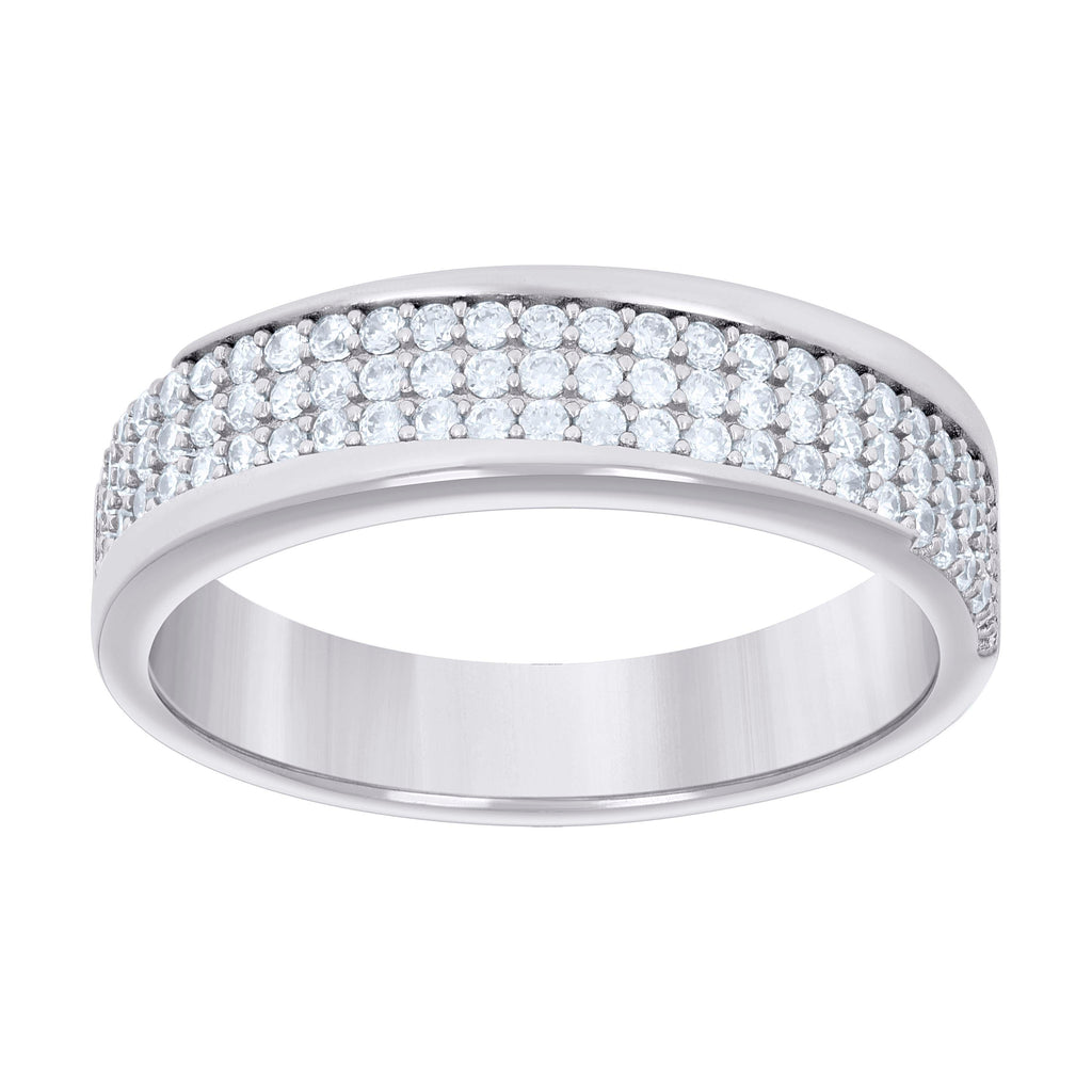 925 Sterling Silver Mens Cubic-Zirconia Fashion Wedding Band Ring Size 12