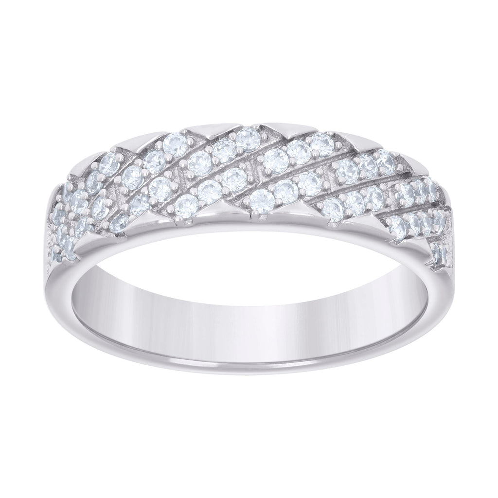 925 Sterling Silver Mens Cubic-Zirconia Fashion Wedding Band Ring Size 6