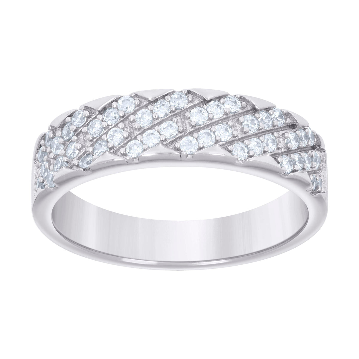 925 Sterling Silver Mens Cubic-Zirconia Fashion Wedding Band Ring Size 6