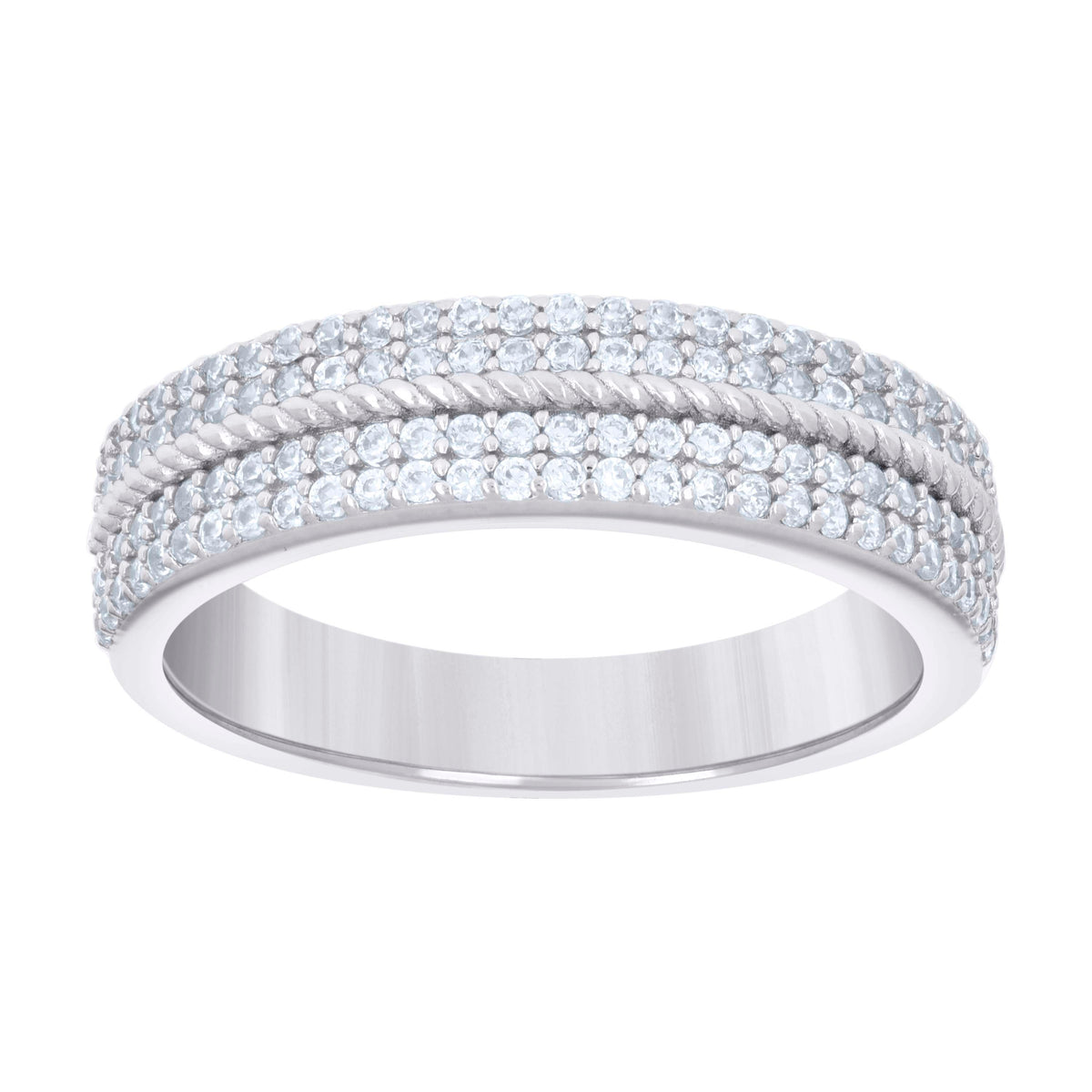 925 Sterling Silver Mens Cubic-Zirconia Fashion Wedding Band Ring Size 7