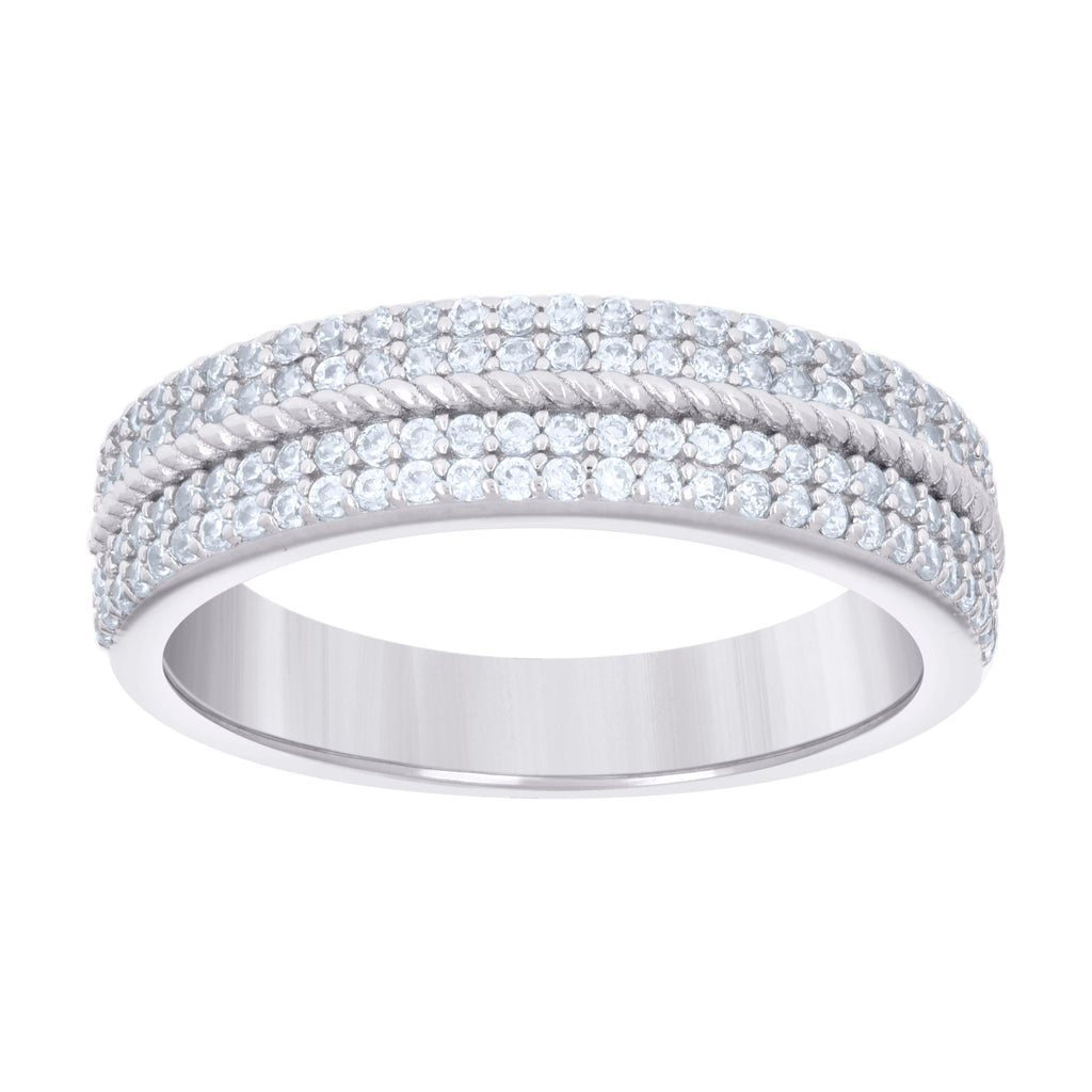 925 Sterling Silver Mens Cubic-Zirconia Fashion Wedding Band Ring Size 9
