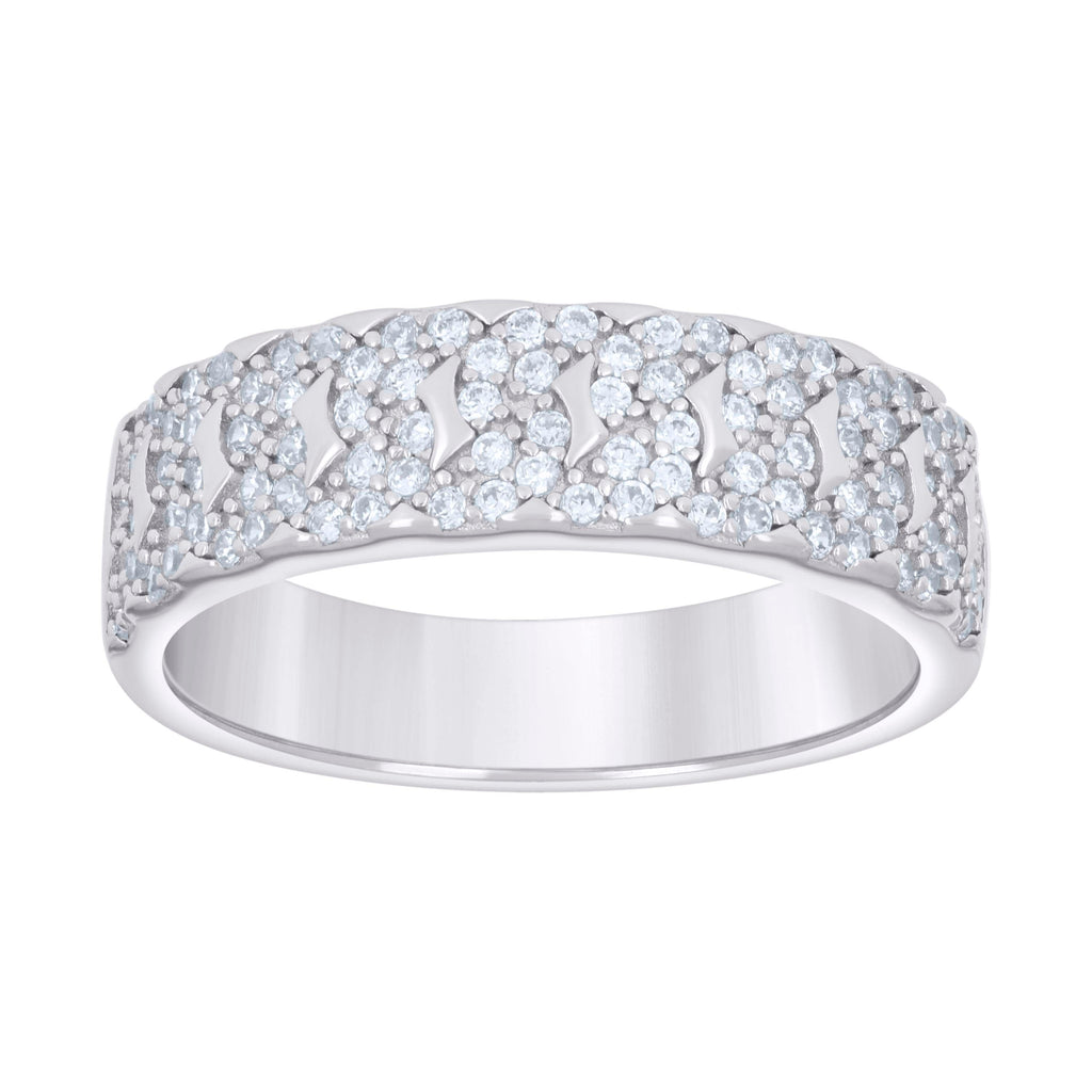 925 Sterling Silver Mens Cubic-Zirconia Fashion Wedding Band Ring Size 9