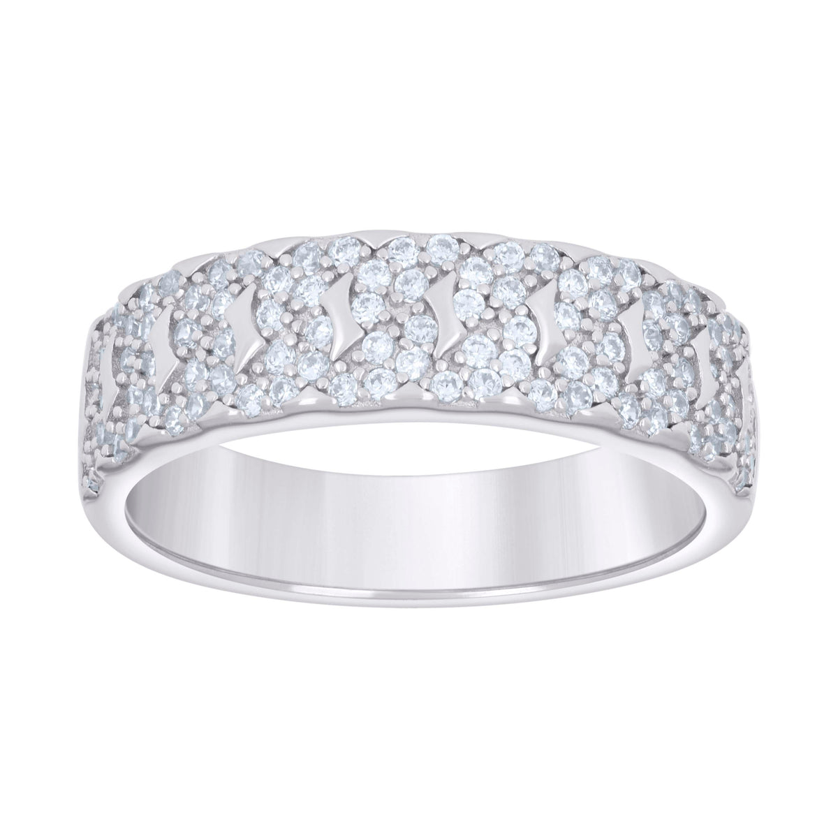 925 Sterling Silver Mens Cubic-Zirconia Fashion Wedding Band Ring Size 9