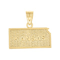 10K Yellow Gold Mens Textured Kansas State Map Charm Pendant