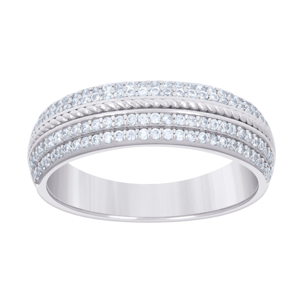 925 Sterling Silver Mens Cubic-Zirconia Fashion Wedding Band Ring Size 9