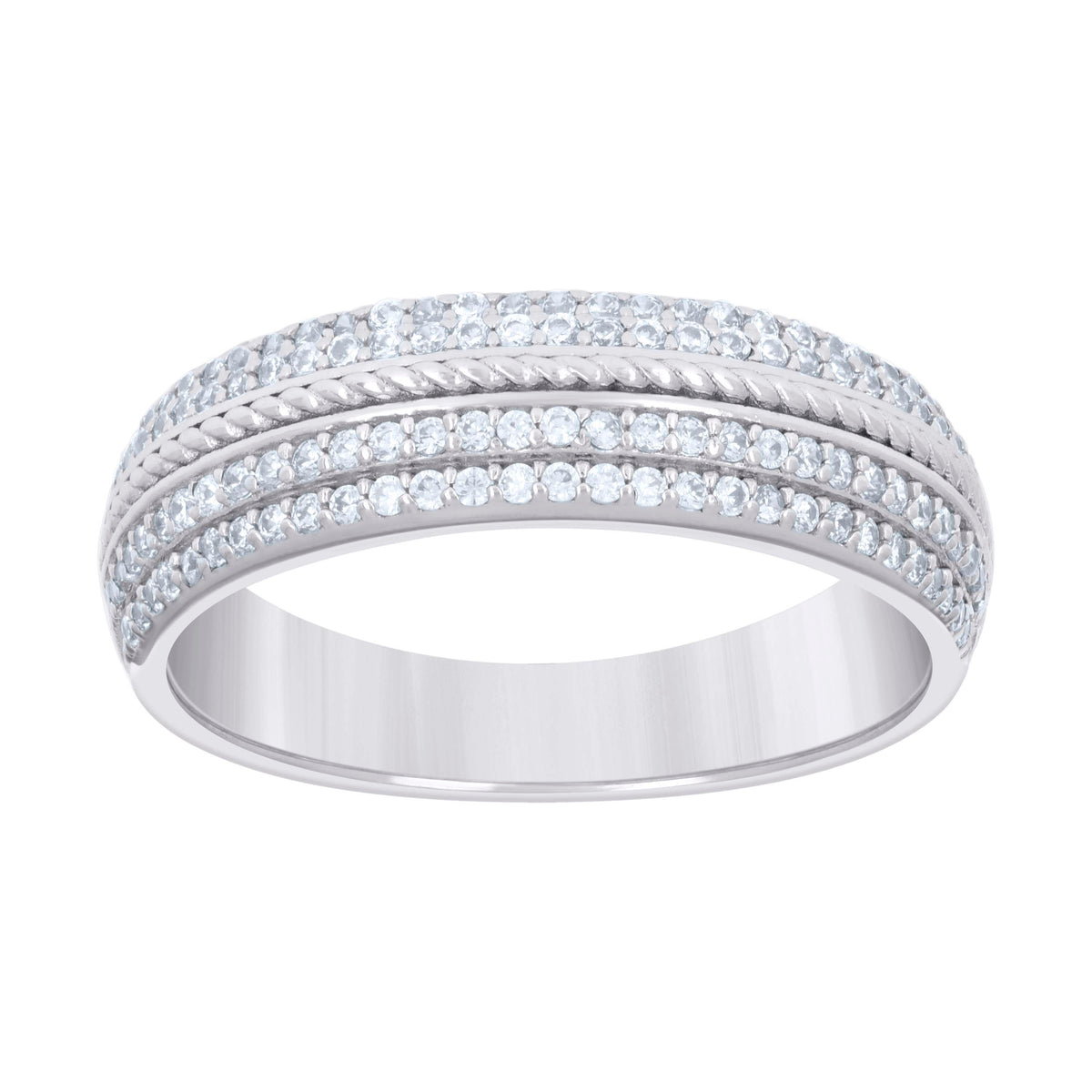 925 Sterling Silver Mens Cubic-Zirconia Fashion Wedding Band Ring Size 5