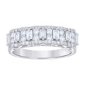 925 Sterling Silver Womens Baguette Round Cubic-Zirconia Fashion Wedding Band Ring Size 8