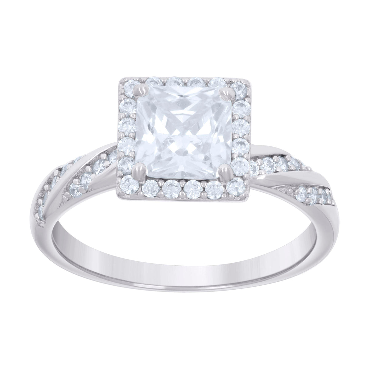 925 Sterling Silver Womens 1.95ct Moissanite Square Head Engagement Ring 8