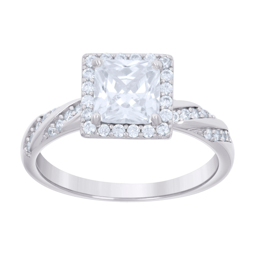 925 Sterling Silver Womens 1.95ct Moissanite Square Head Engagement Ring 9